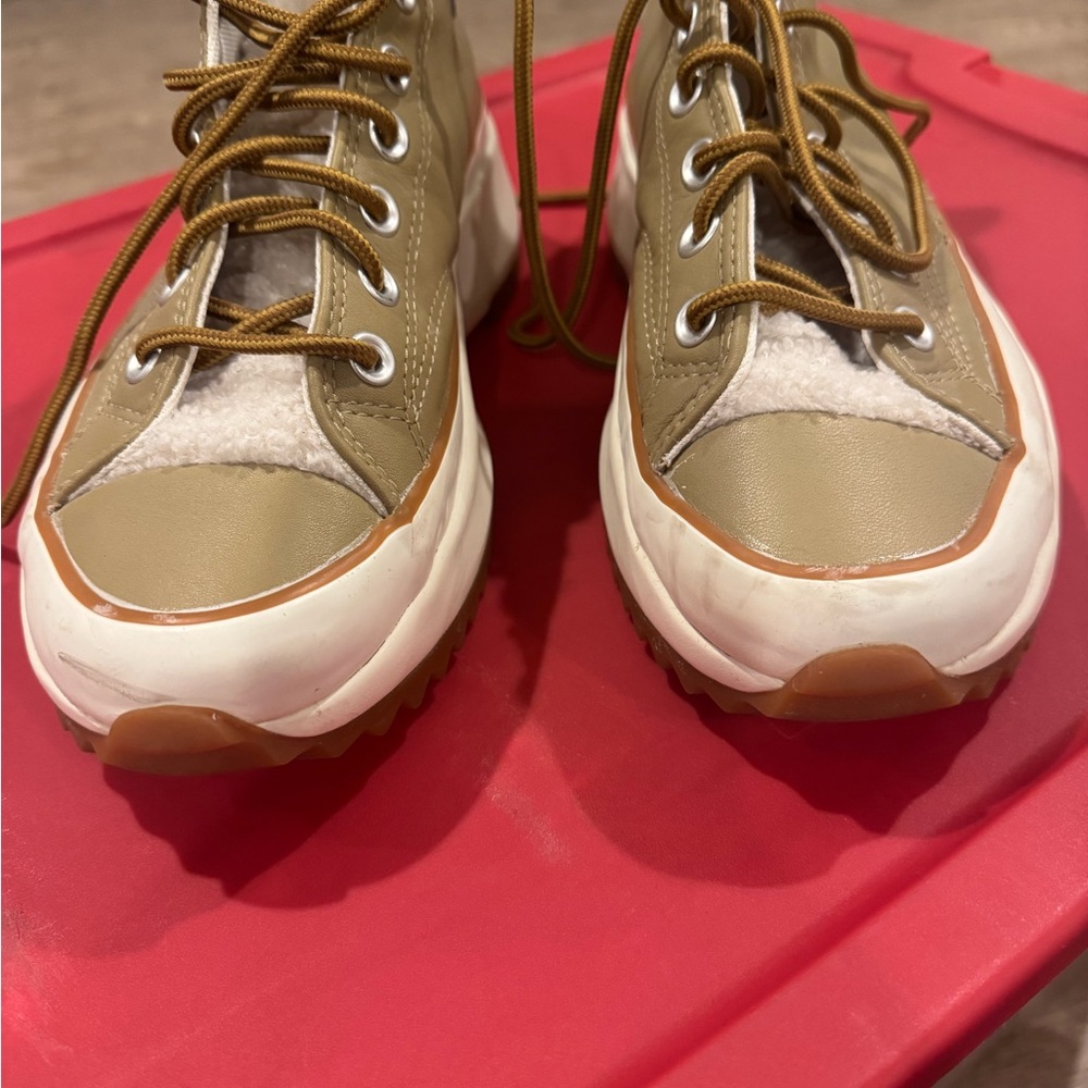 Converse High-Top Sneakers in Tan and White - Picture 2 of 4